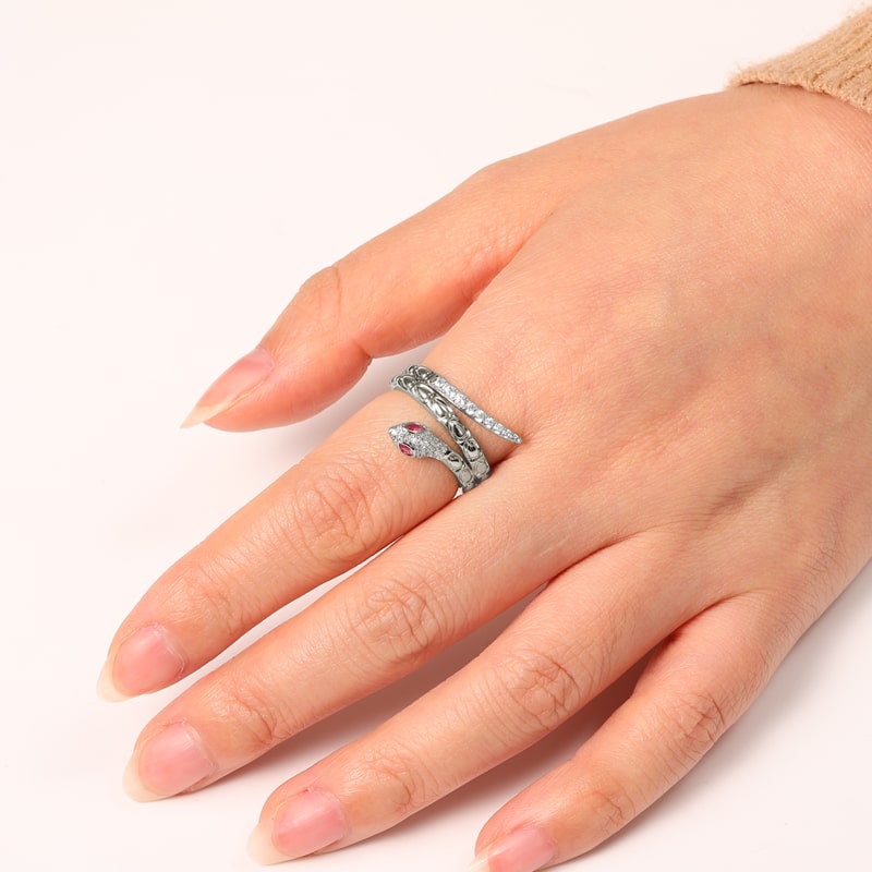 Gnoce Snake Ring Platinum-plated Silver Blend_3