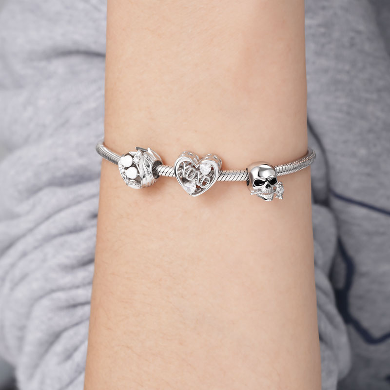 Lily of the Valley Charm Bead 925 Sterling Silver Inlaid with Crystal Gems_4