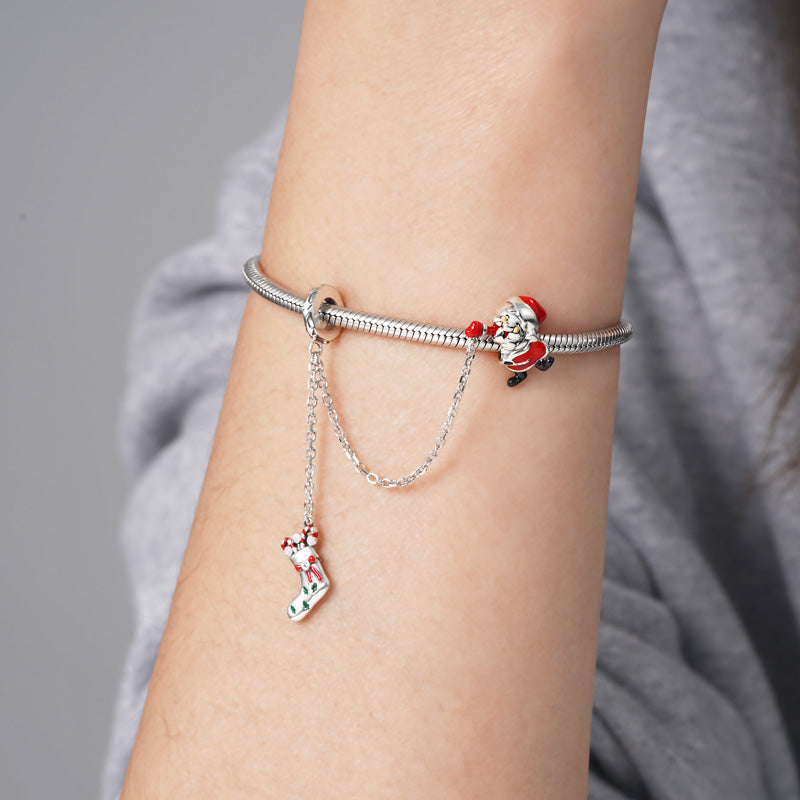 Santa & Christmas Stocking Chain Connecting Pendant Dangle Charm 925 Sterling Silver_3