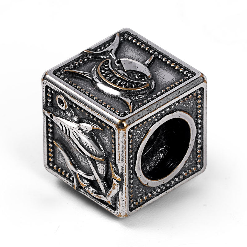 Fierce Sharks Men's Vintage Bead S925 Sterling Silver with Gift Copper Black Leather Men's Bracelet Jewelry for Men_3