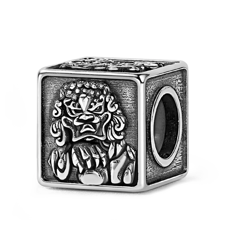 Dancing Lion Men's Vintage Bead S925 Sterling Silver with Gift Copper Black Leather Men's Bracelet Jewelry for Men_2