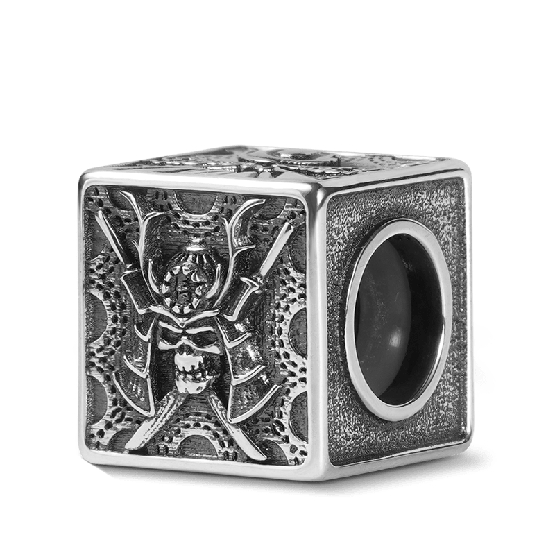 Samurai and Mount Fuji Men's Vintage Bead S925 Sterling Silver with Gift Copper Black Leather Men's Bracelet Jewelry for Men_2