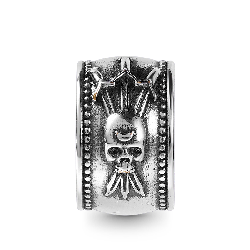 Skull Swords Snake Vintage Bead & Customized Classic Beads S925 Sterling Silver with Gift Copper Black Leather Men's Bracelet Jewelry for Men_2