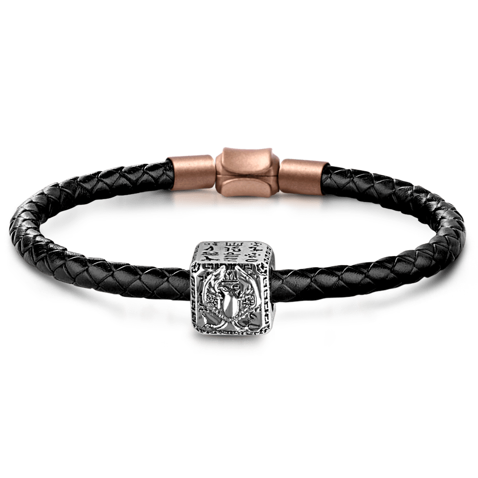 Eagle Men's Vintage Bead S925 Sterling Silver with Gift Copper Black Leather Men's Bracelet Jewelry for Men_1