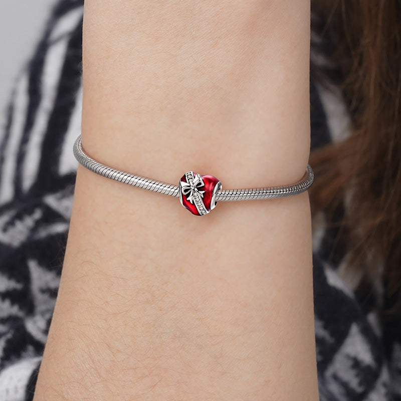 Red Heart Gift Charm Bead 925 Sterling Silver with Enamels_3