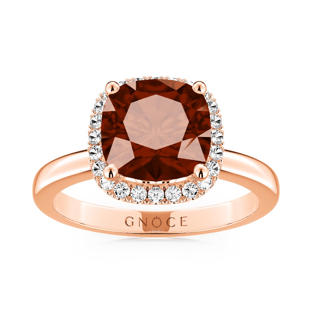Sparkle Square Halo Brown Ring 925 Sterling Silver 18K Rose Gold Plated_1