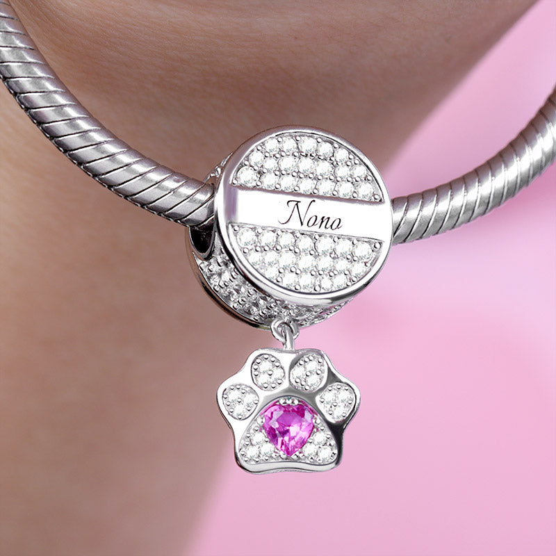 Gnoce Cat Dog Engravable Pet Paw Pendant Platinum-plated Silver Blend_3