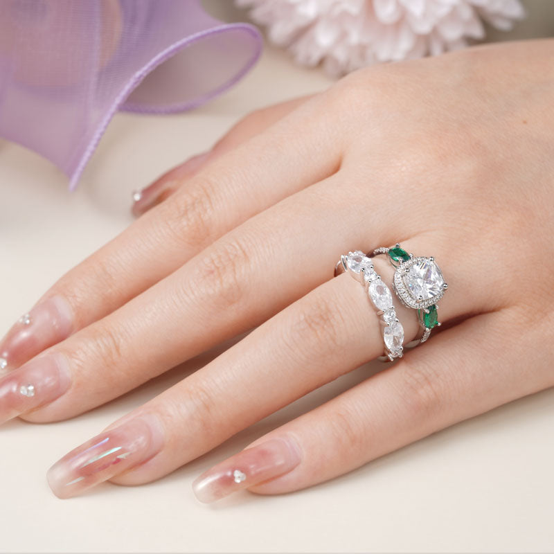 Gnoce Vintage & Eternity Band Ring Set Platinum-plated Silver Blend_6