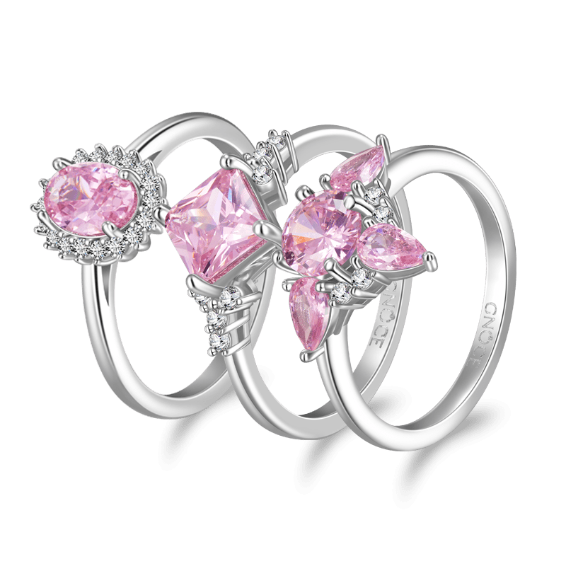 Gnoce Sparkling Triple Pink Stackable Ring Set_2
