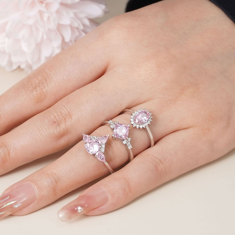 Gnoce Sparkling Triple Pink Stackable Ring Set_7