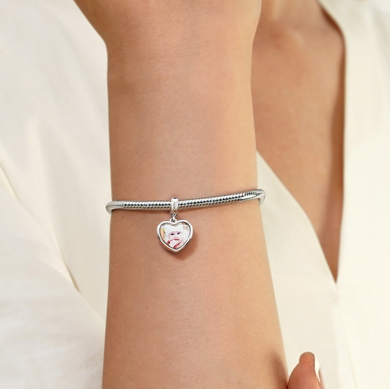 Gnoce Jan.Birthstone Heart Personalized Photo Pendant Dangle Charm_4