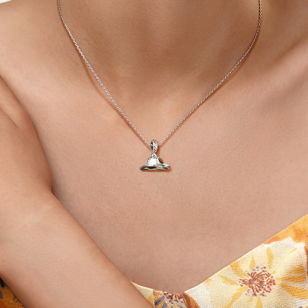 Gnoce Cowboy Hat Charm Platinum-plated Silver Blend_7