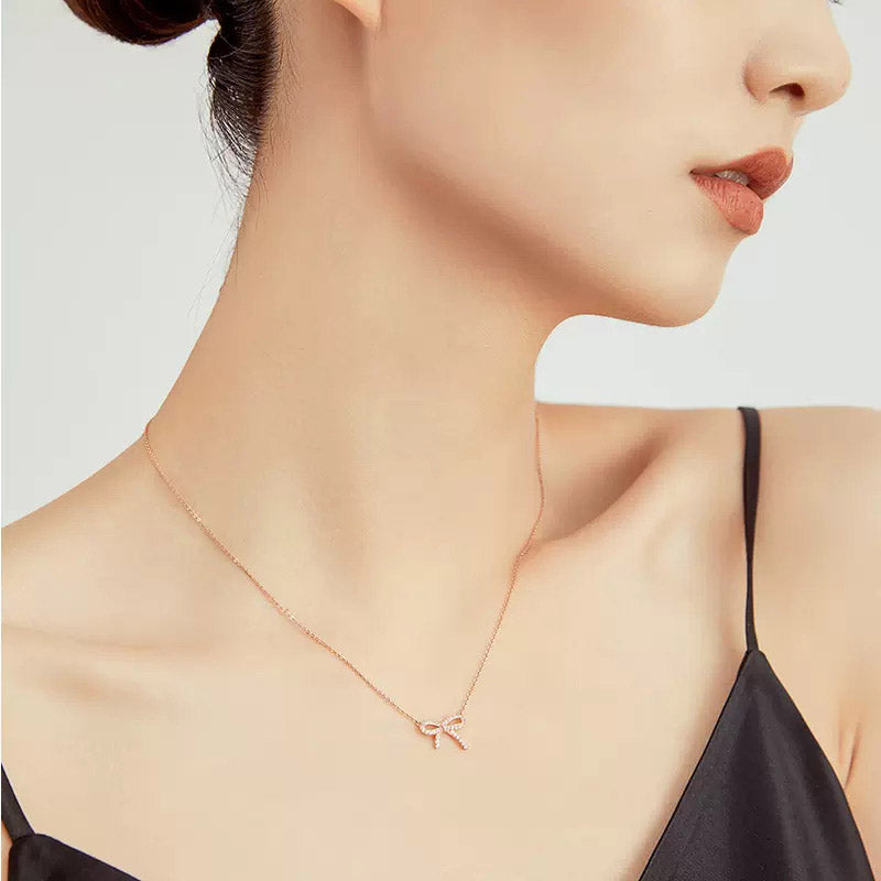 Gnoce Shinning Bow Tie Necklace_3