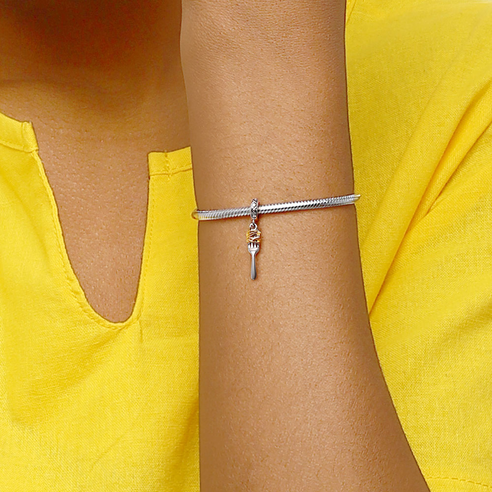 Gnoce Fork & Pasta Charm Platinum-plated Silver Blend_4