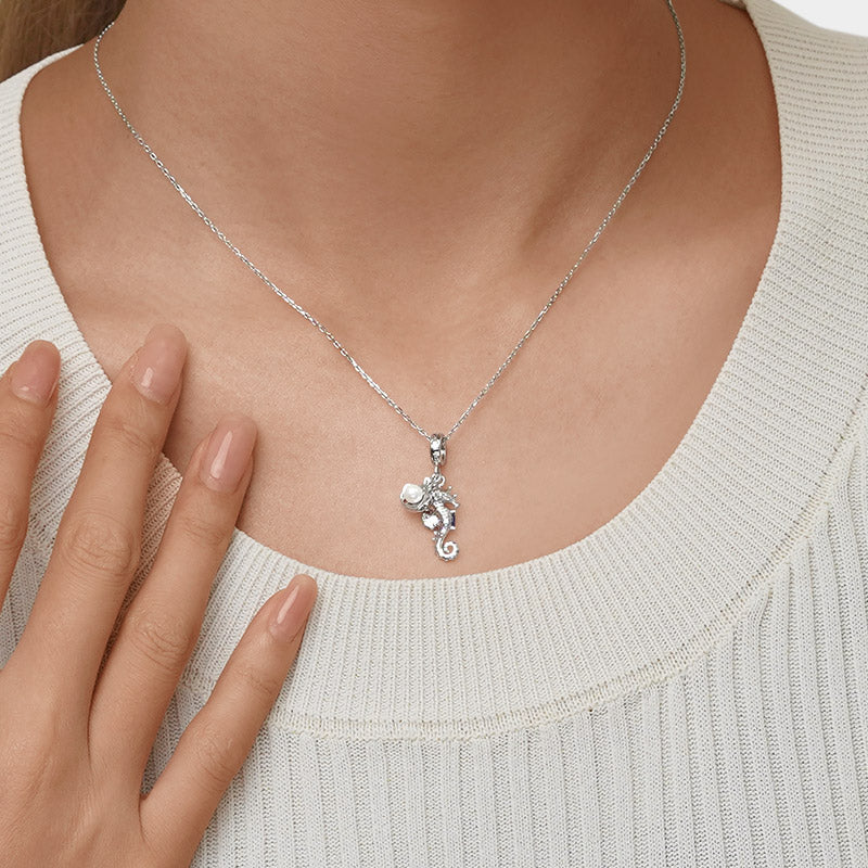 Gnoce Seahorse Shell Double Pendant Dangle Charm_7