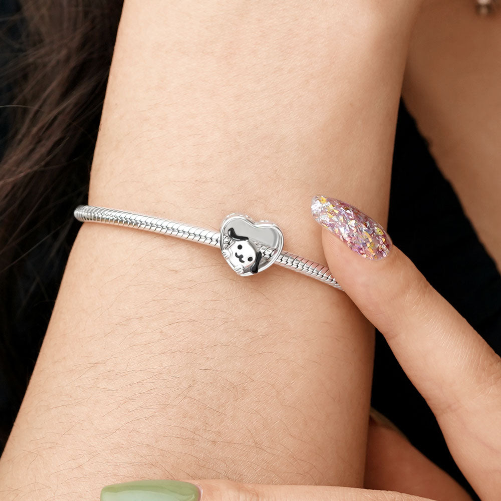 Gnoce Cute Pet Dog Personalized Photo Charm Platinum-plated Silver Blend_4