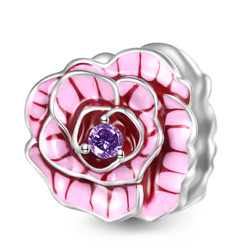 Gnoce Pink Rose Flower Charm_1