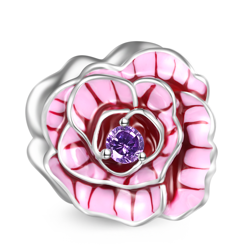 Gnoce Pink Rose Flower Charm_2
