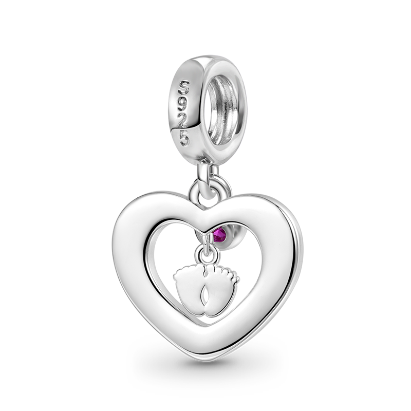 Gnoce Footprint Heart Engravable Pendant Dangle Charm_3