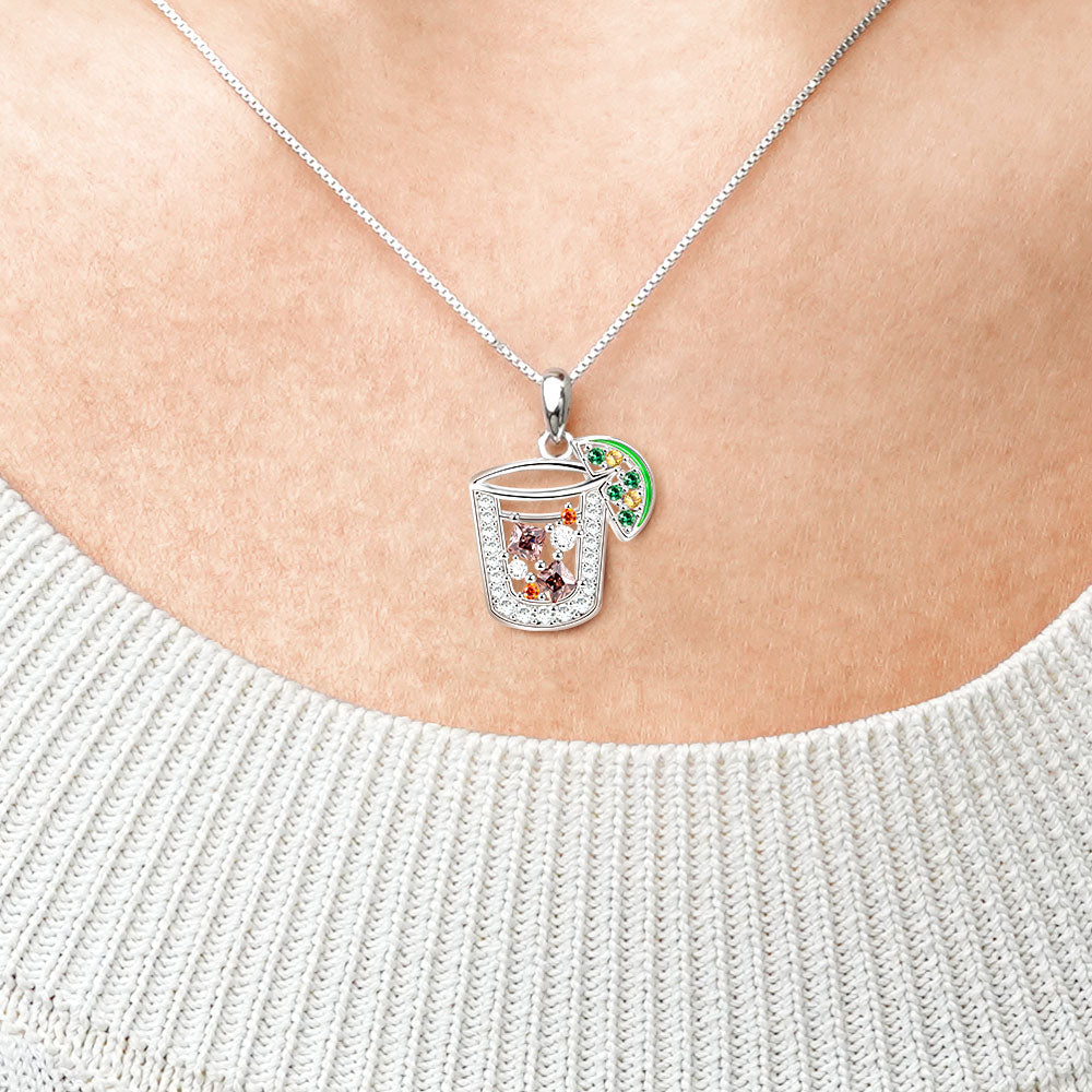 Gnoce Ice Cube Lemon Drink Necklace Platinum-plated Silver Blend_4