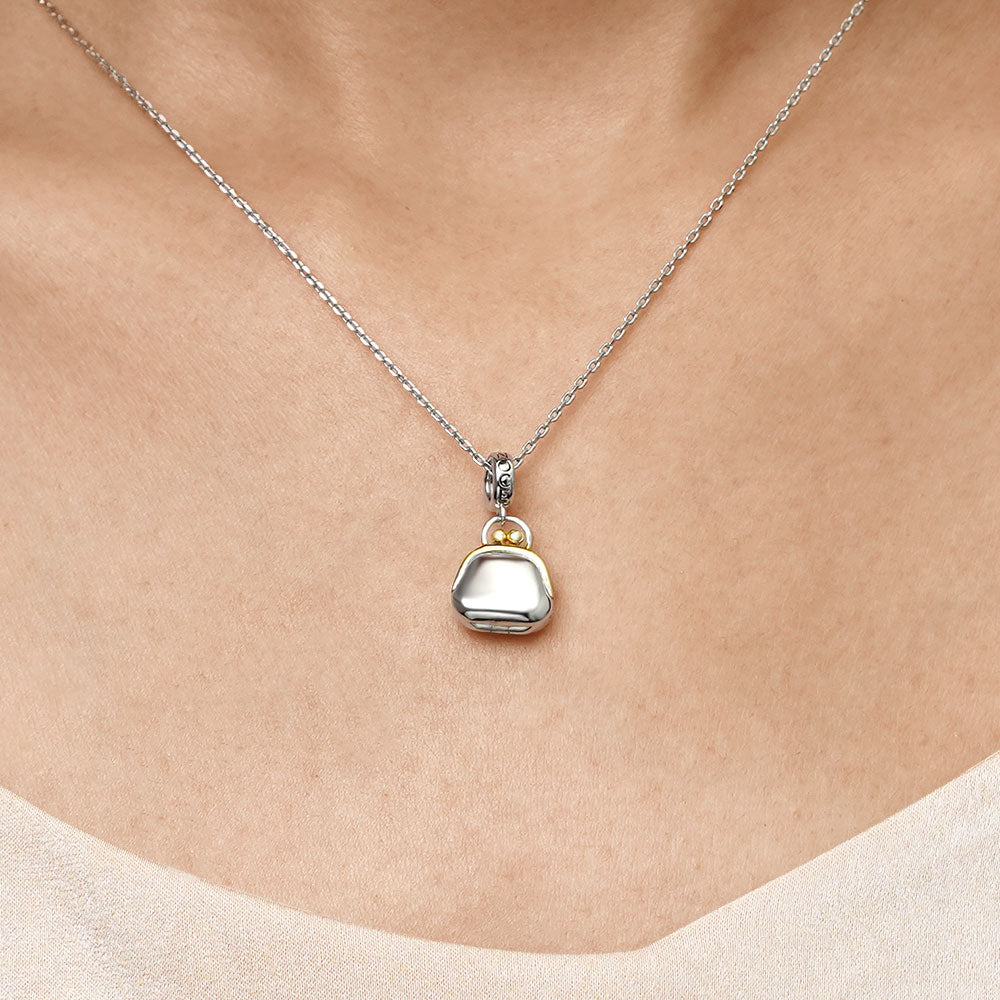 Gnoce Openable Purse & Lucky Penny Charm Platinum-plated Silver Blend_7