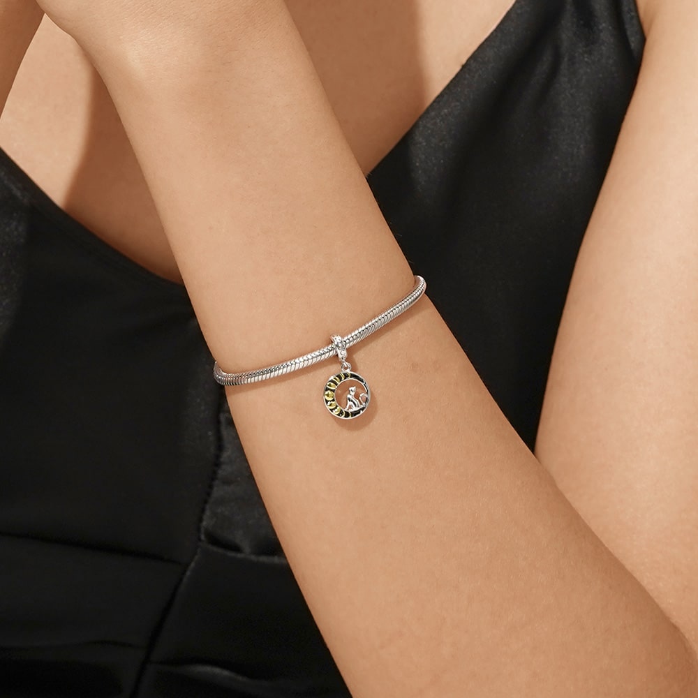 Gnoce Moon Phase Cat Pendant Dangle Charm_7