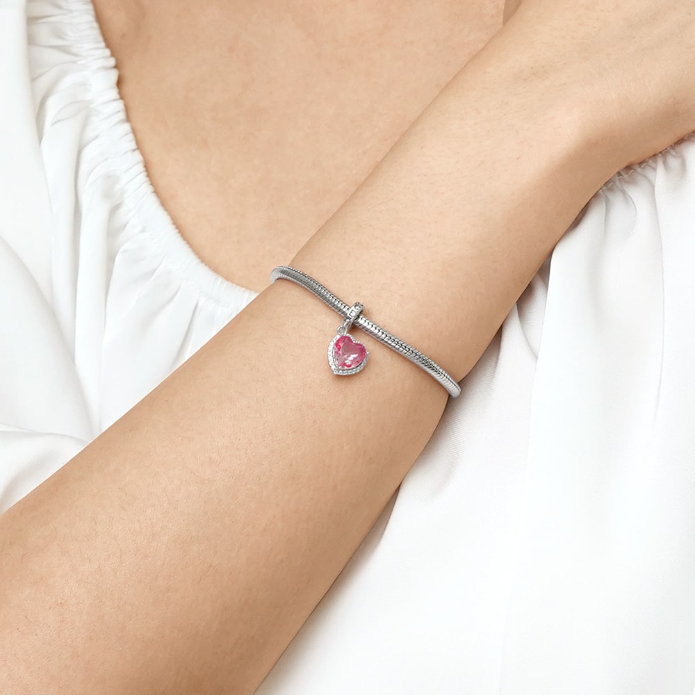 Gnoce Gradient Pink Heart-shaped Pendant Dangle Charm_7