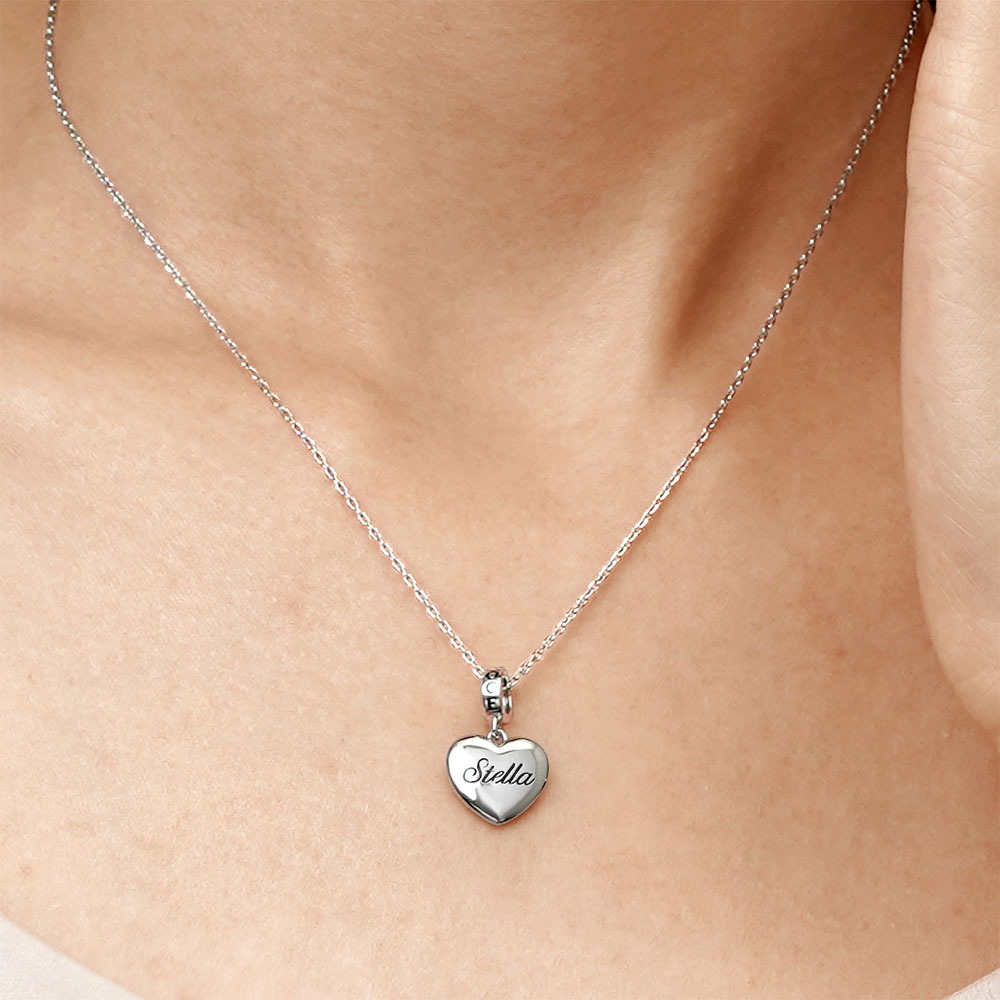 Gnoce Personalized Heart Charm Platinum-plated Silver Blend_7