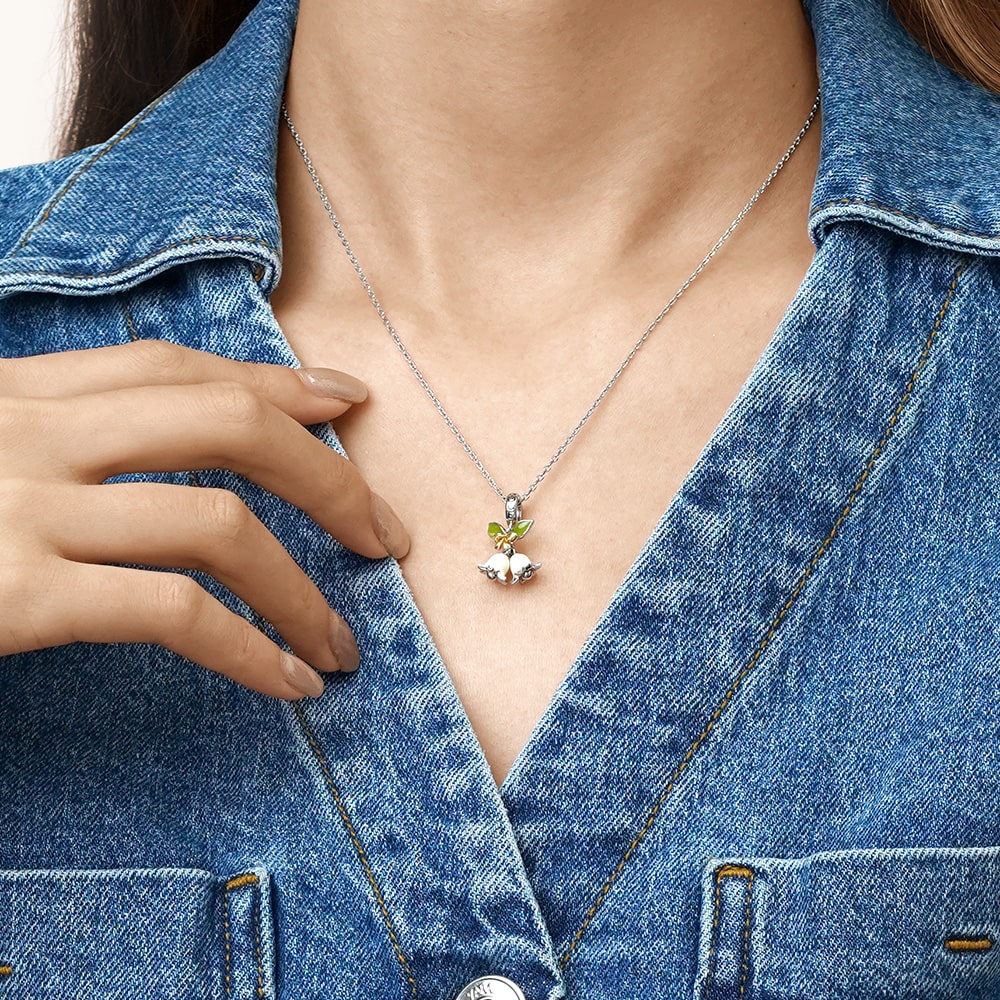 Gnoce Lily of the Valley Charm Platinum-plated Silver Blend_7