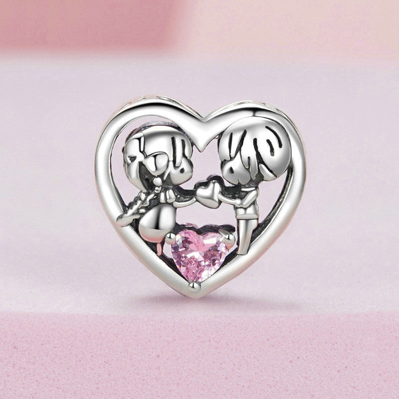 Gnoce Couple Love Embraces Heart Gem Charm_2