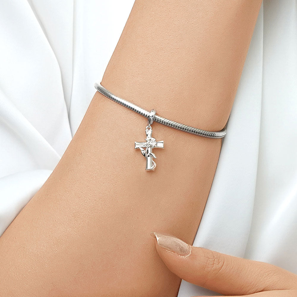 Gnoce Easter Lily Cross Pendant Dangle Charm_5