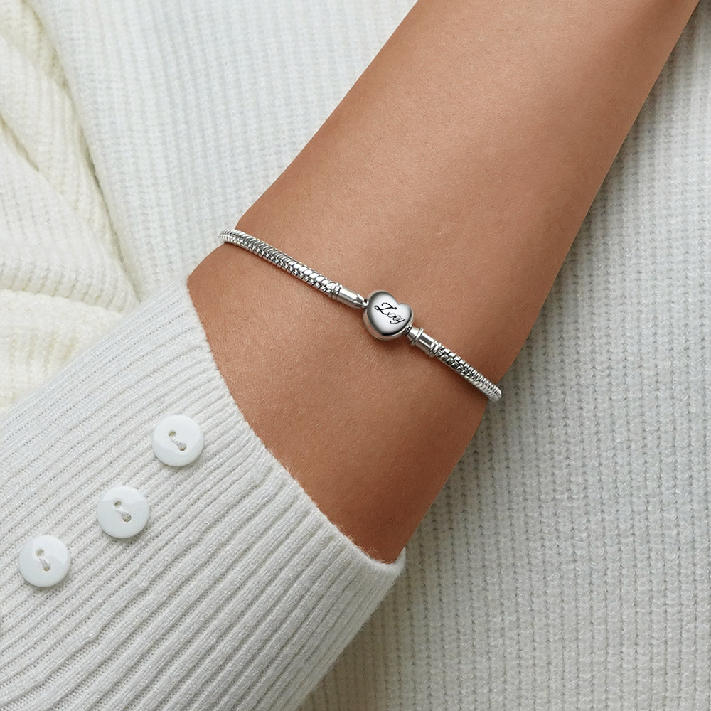 Gnoce Heart Engravable Basic Snake Chain Bracelet_5