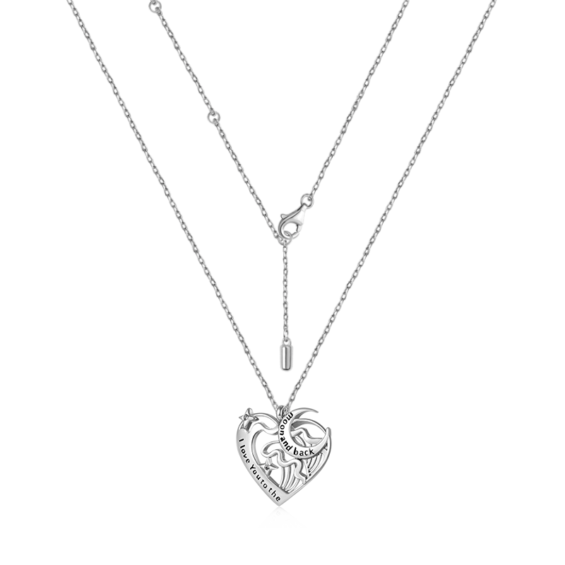 Gnoce "I love you to the moon and back" Love Heart Moon Necklace_3