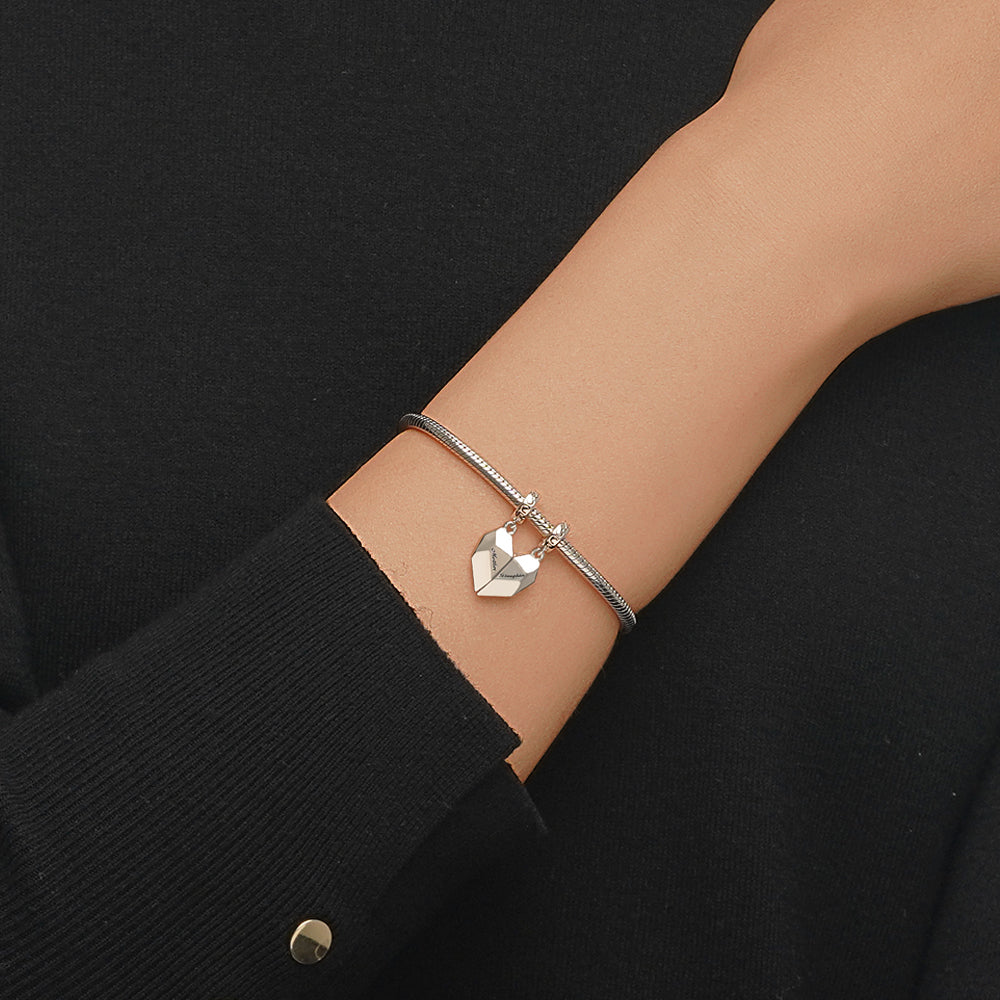 Gnoce Magnet Heart Engravable Charm Platinum-plated Silver Blend_7