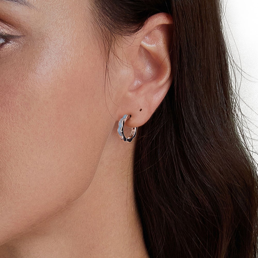 Gnoce Blue Wavy Geometric Hoop Earrings_5
