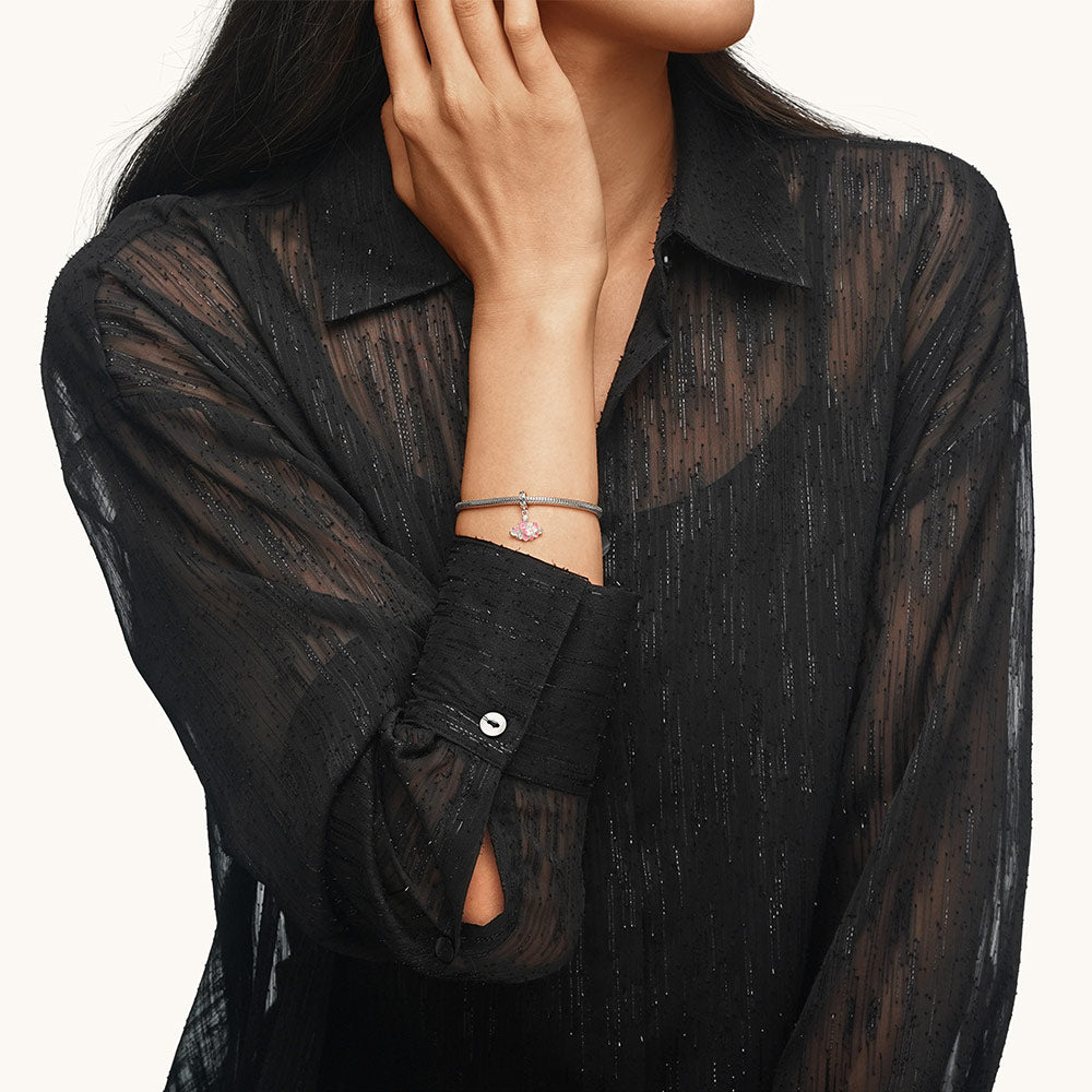 Gnoce Pink Butterfly Flower Fan Pendant Dangle Charm_4