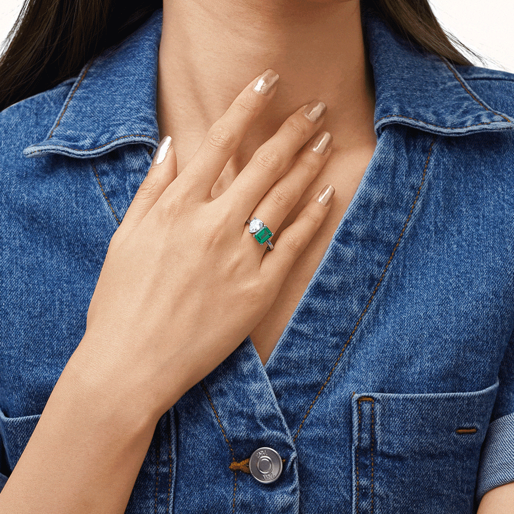 Gnoce Emerald Double Diamond Promise Ring_4