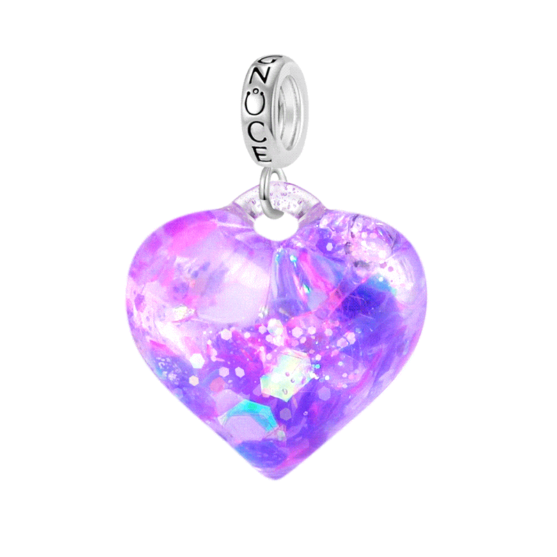 Gnoce Purple Glitter Heart Pendant Dangle Charm_1