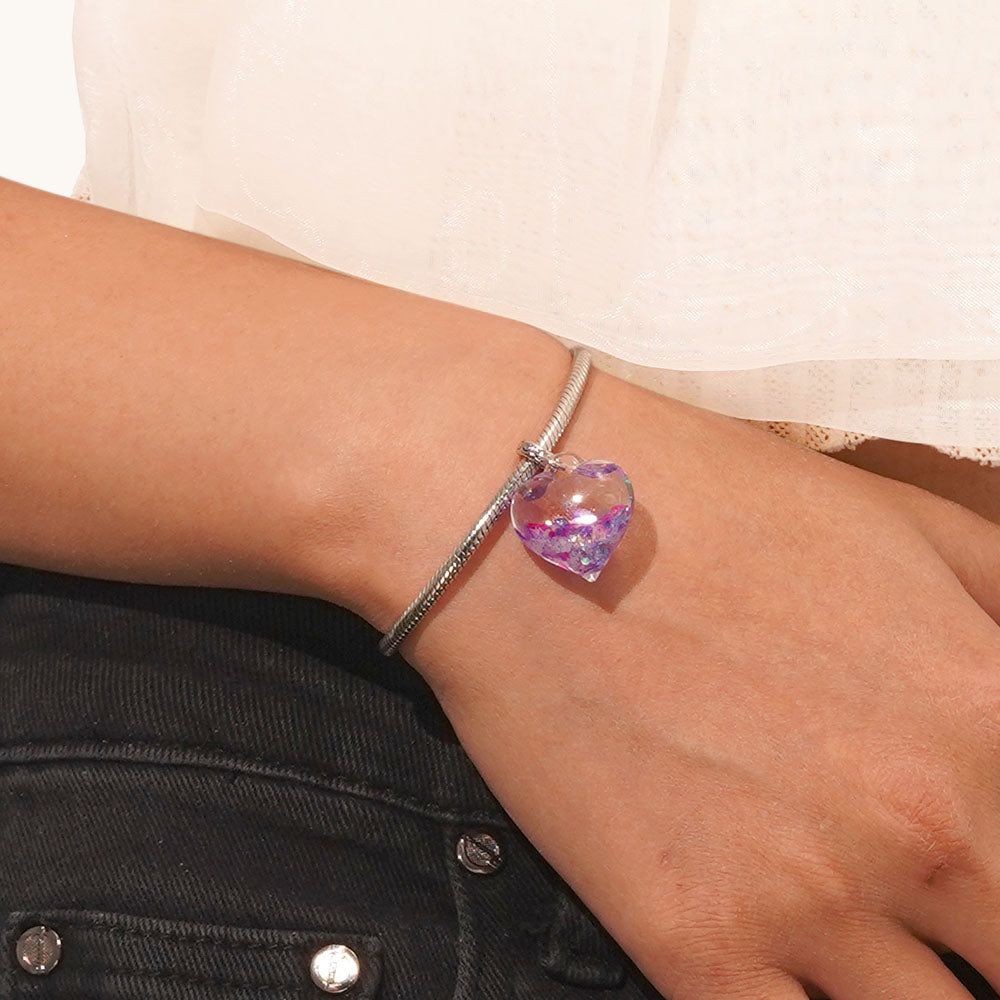 Gnoce Purple Glitter Heart Pendant Dangle Charm_5