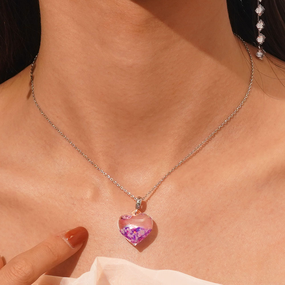 Gnoce Purple Glitter Heart Pendant Dangle Charm_7