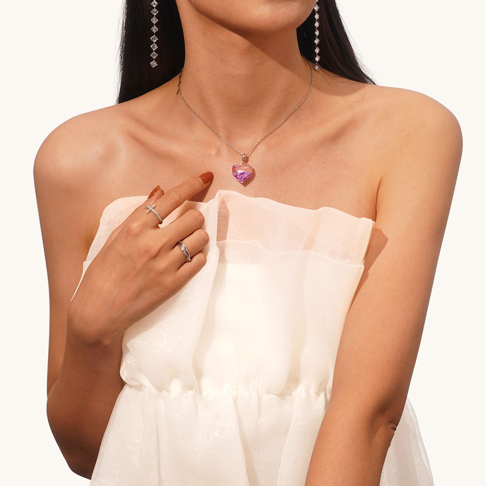 Gnoce Purple Glitter Heart Pendant Dangle Charm_6