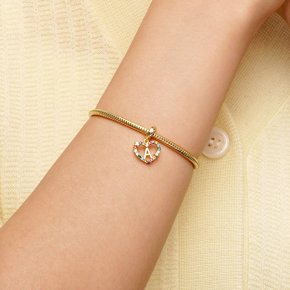 Gnoce Personalized Letter Heart Pendant Dangle Charm_7