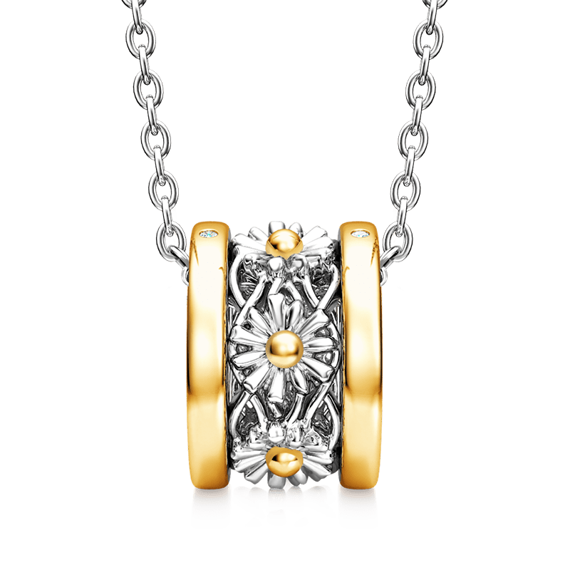 Gnoce Daisy Flower Pendant Necklace 18K Gold Plated_2