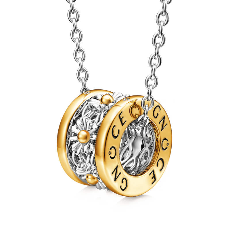 Gnoce Daisy Flower Pendant Necklace 18K Gold Plated_1