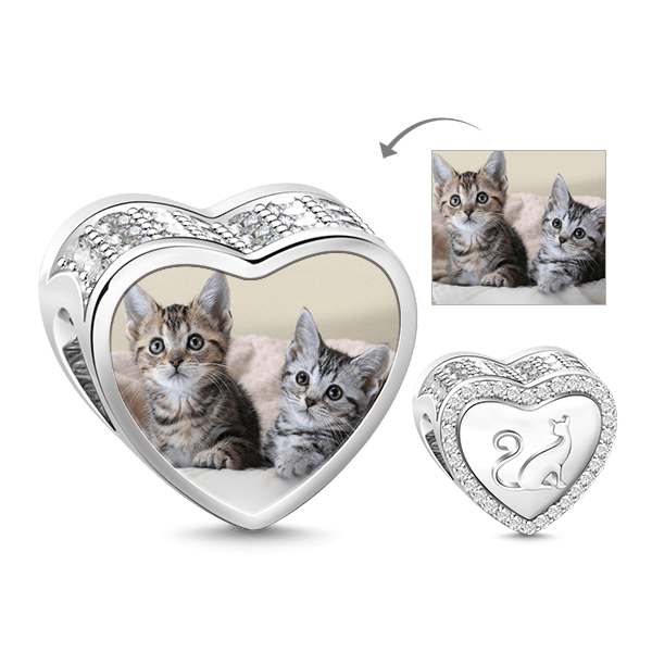 Gnoce Kitty Clear CZ Photo Charm Platinum-plated Silver Blend_1