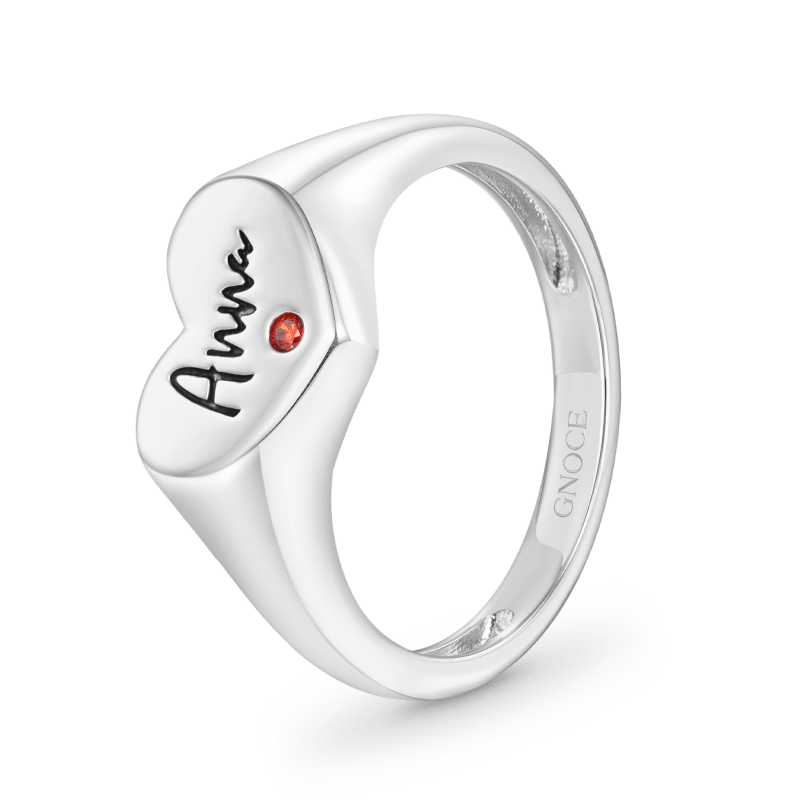 Gnoce Engravable Birthstone Heart Signet Ring_3