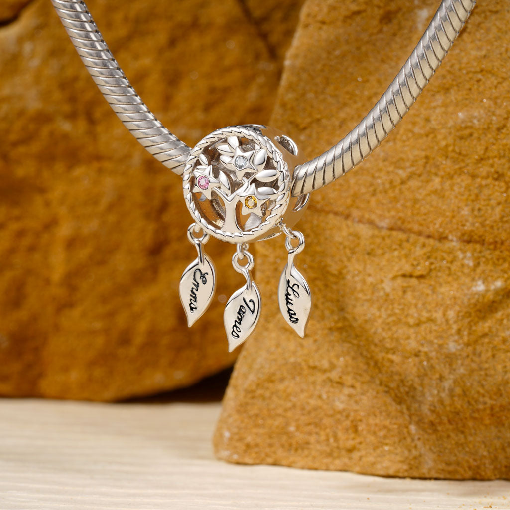 Gnoce Engravable Dream Catcher Tree of Life Birthstone Charm_5