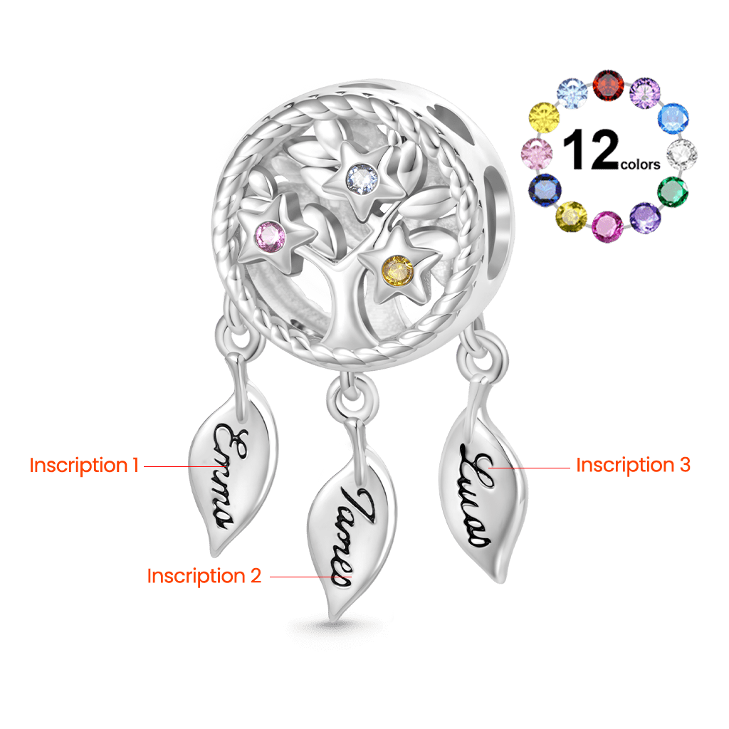 Gnoce Engravable Dream Catcher Tree of Life Birthstone Charm_2