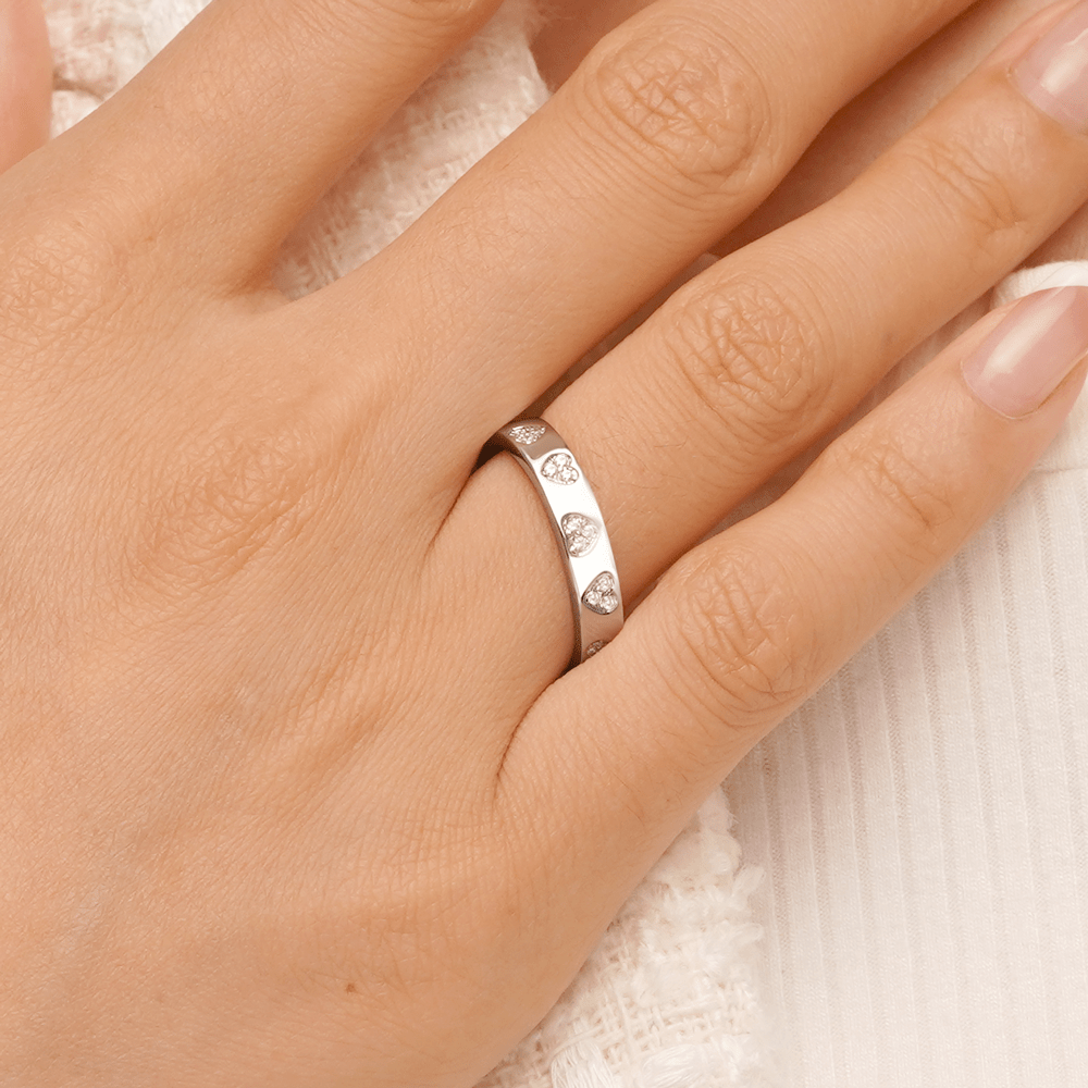 Gnoce Two Color Love Heart Band Ring_5