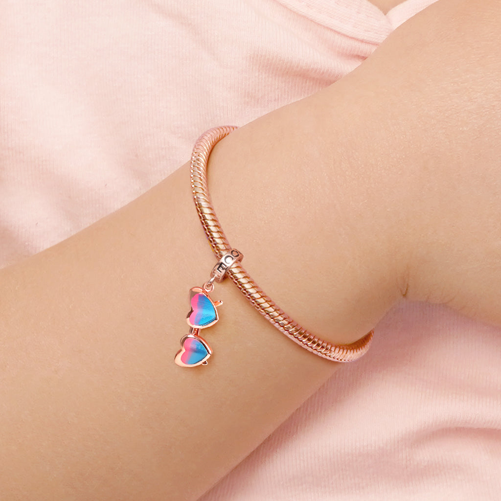 Gnoce "Summer Rainbow" Sunglasses Charm Bead Pendant Rose Gold Plated 925 Sterling Silver_5